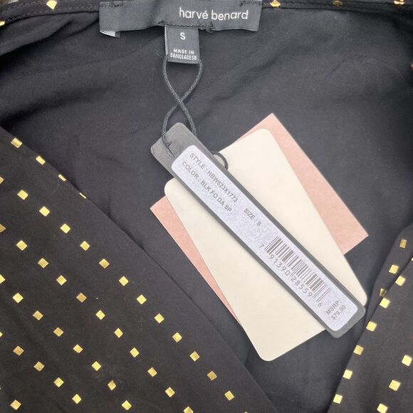 Harve Bernard Black Blouse with Gold Foil – Size Small – NWT - Picture 6 of 8